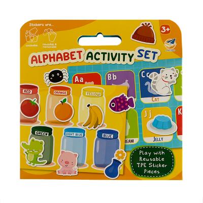 AF-AS2218 Activity learning cardboard game book with reusable TPE sticler for kids